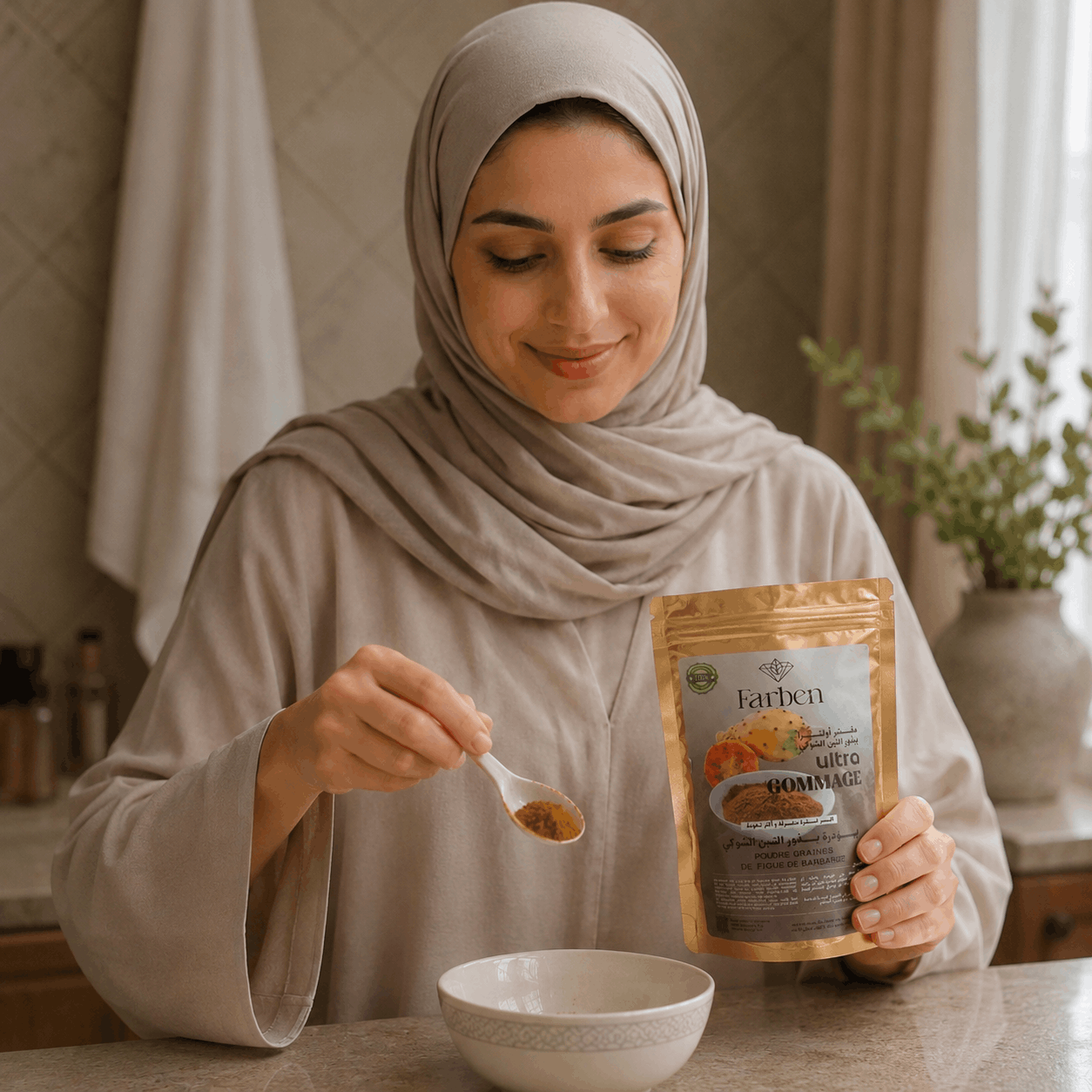 بودرة التين الشوكي Farben للتقشير والعناية بالبشرة