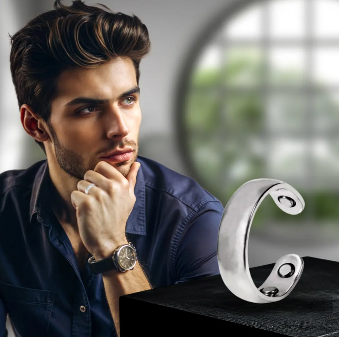 خاتم مغناطيسي مفتوح بتصميم عصري أنيق