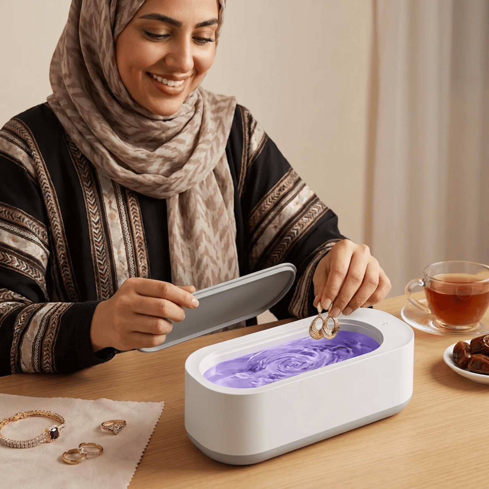 جهاز تنظيف اهتزازي صغير للمجوهرات والإكسسوارات