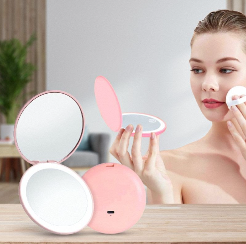 مرآة تجميل دائرية محمولة بتصميم لطيف للاستخدام اليومي