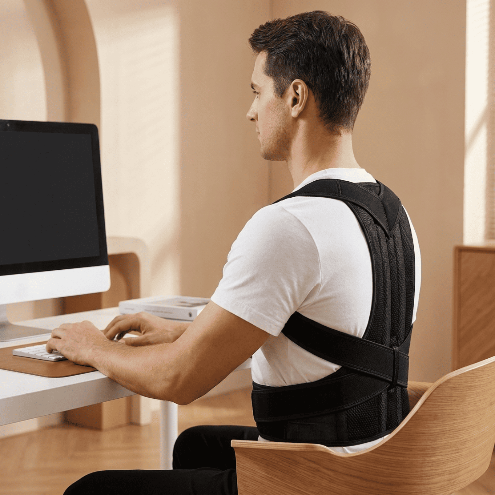 حزام دعم الظهر للجلوس والعمل بتصميم قابل للتعديل