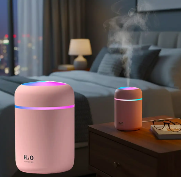 فواحة عطرية H2O بإضاءة LED ورذاذ خفيف للمنزل والمكتب