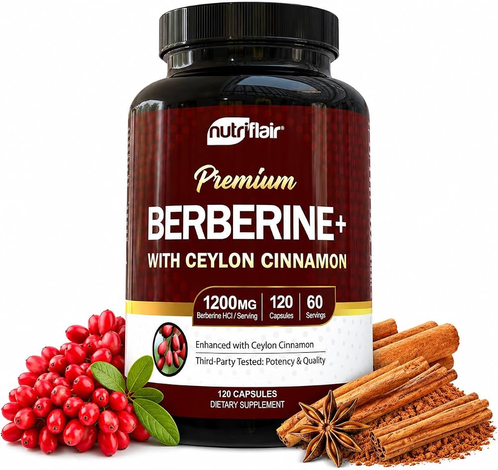 كبسولات بربرين مع قرفة سيلان من NutriFlair - 120 كبسولة