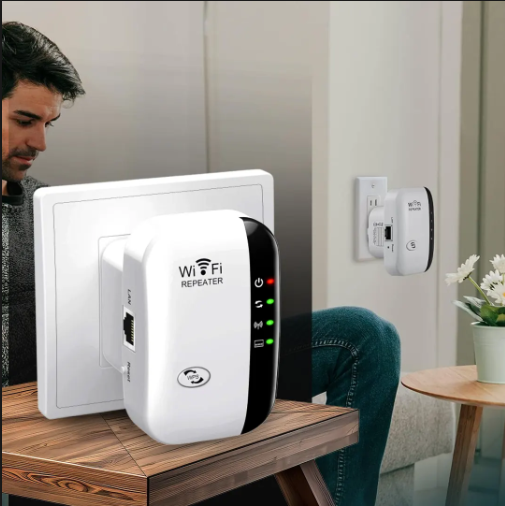 مقوي إشارة واي فاي لاسلكي مع منفذ LAN وزر WPS